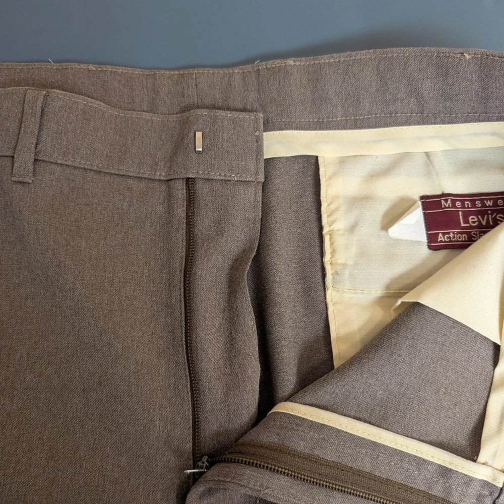 Vintage Levis Action Slacks Mens 36x32 Taupe Sta-Prest Straight Leg Trousers
